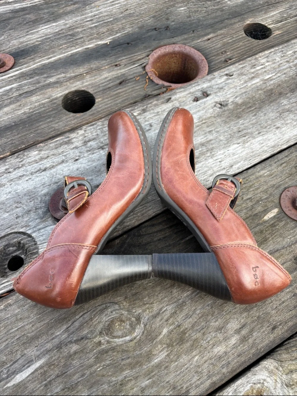 b.o.c. Women's Sz6.5 Brown Mary Jane Heels with Buckle#322
